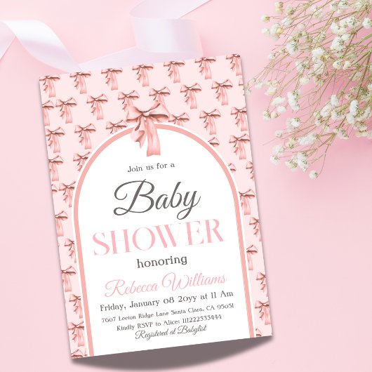Coquette Pink Bow Het is een meisje Baby shower Kaart