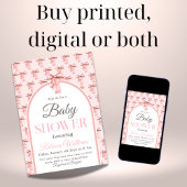 Coquette Pink Bow Het is een meisje Baby shower Kaart