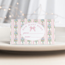 Coquette Pink Bow Hoeveel Bogen baby shower spel Informatiekaartje