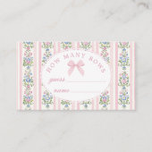 Coquette Pink Bow Hoeveel Bogen baby shower spel Informatiekaartje (Voorkant)