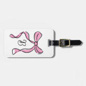 Coquette Pink Bow Initial Monogram Minimal Script Bagagelabel (Voorkant horizontaal)