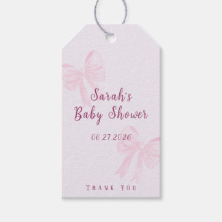 Coquette Pink Bow Minimal Baby Shower Favor Cadeaulabel