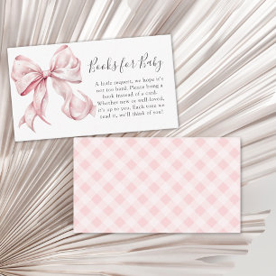 Coquette Pink Bow Pearl Baby shower Boeken voor Ba Informatiekaartje