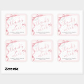 Coquette Pink Bow & Pearls Vrijgezellenfeest Favor Vierkante Sticker (Vel)