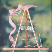 Coquette Pink Bow & Pearls Vrijgezellenfeest Welko Acryl Bord (Neutraal)