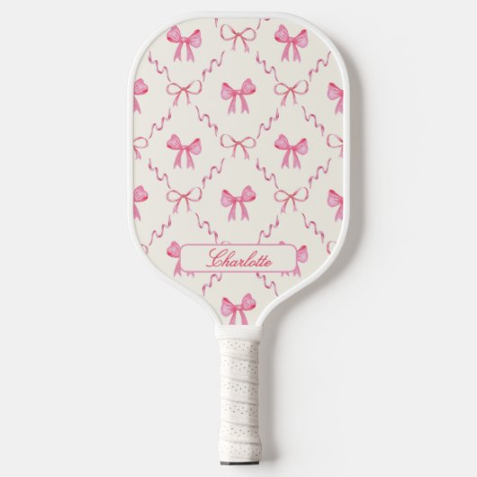 Coquette Pink Bow Pickleball Paddle (Voorkant)