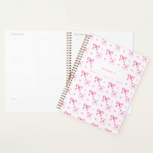Coquette Pink Bow Preppy Girly Aesthetic Planner (Display)