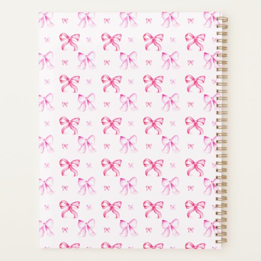 Coquette Pink Bow Preppy Girly Aesthetic Planner (Achterkant)