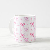 Coquette Pink Bow Preppy Girly Monogram Koffiemok (Voorkant links)