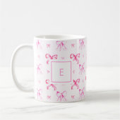 Coquette Pink Bow Preppy Girly Monogram Koffiemok (Links)