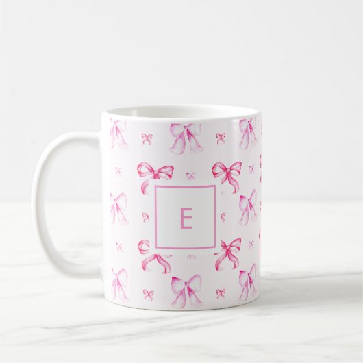 Coquette Pink Bow Preppy Girly Monogram Koffiemok (Links)