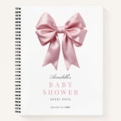 Coquette Pink Bow Ribbon Baby shower Gastboek Notitieboek (Voorkant)