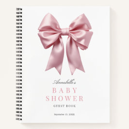Coquette Pink Bow Ribbon Baby shower Gastboek Notitieboek
