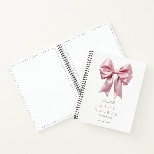 Coquette Pink Bow Ribbon Baby shower Gastboek Notitieboek (Binnen)