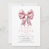 Coquette Pink Bow Ribbon Girl Baby shower Kaart (Voorkant)