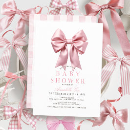 Coquette Pink Bow Ribbon Girl Baby shower Kaart