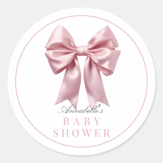 Coquette Pink Bow Ribbon Girl Baby shower Ronde Sticker (Voorkant)