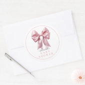 Coquette Pink Bow Ribbon Girl Baby shower Ronde Sticker (Envelop)