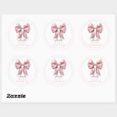 Coquette Pink Bow Ribbon Girl Baby shower Ronde Sticker (Vel)