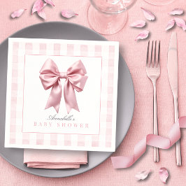 Coquette Pink Bow Ribbon Girl Baby shower Servet