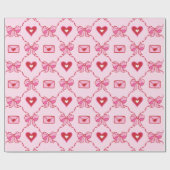 Coquette Pink Bow & Ribbon Valentine's Day Cadeaupapier (Vlak)