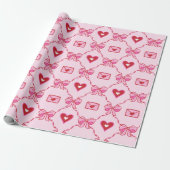 Coquette Pink Bow & Ribbon Valentine's Day Cadeaupapier (Uitgerold)