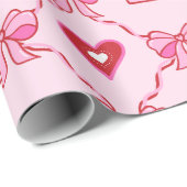 Coquette Pink Bow & Ribbon Valentine's Day Cadeaupapier (Rol Hoek)
