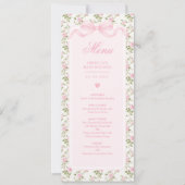 Coquette Pink Bow Roses Baby Shower Menu Kaart (Voorkant)
