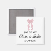 Coquette Pink Bow Save the Date Magnet (Voorkant / Achterkant)