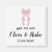 Coquette Pink Bow Save the Date Magnet (Voorkant)