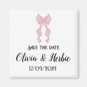 Coquette Pink Bow Save the Date Magnet