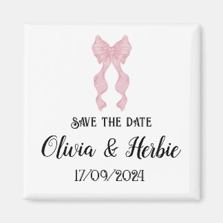 Coquette Pink Bow Save the Date Magnet