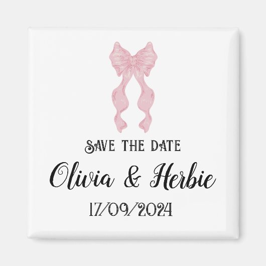 Coquette Pink Bow Save the Date Magnet (Voorkant)