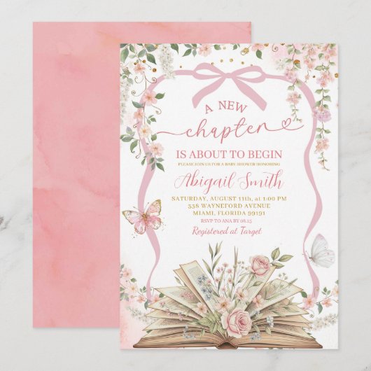 Coquette pink bow storybook new chapter kaart (Voorkant / Achterkant)