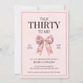 Coquette Pink Bow Talk 30 To Me Dertig Verjaardag Kaart (Voorkant)