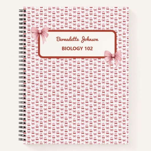 Coquette Pink Bow Terug naar School Notitieboek (Voorkant)