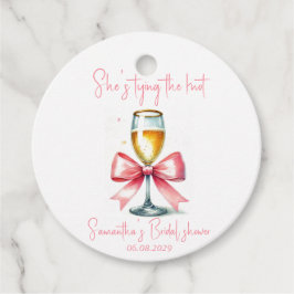 Coquette Pink Bow Vrijgezellenfeest Bedankjes Labels