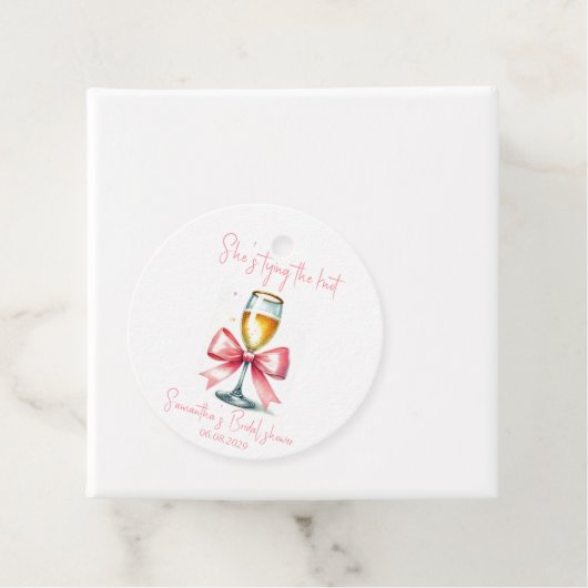 Coquette Pink Bow Vrijgezellenfeest Bedankjes Labels (In situ)