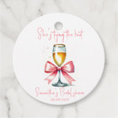 Coquette Pink Bow Vrijgezellenfeest Bedankjes Labels (Voorkant)