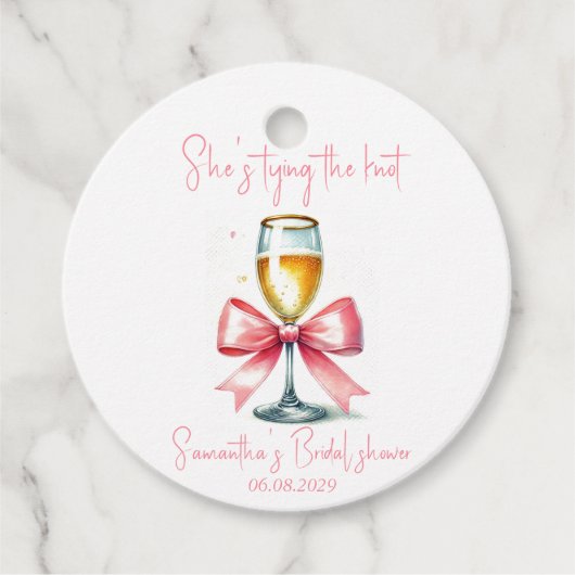 Coquette Pink Bow Vrijgezellenfeest Bedankjes Labels (Voorkant)