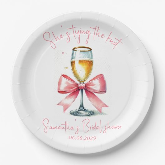 Coquette Pink Bow Vrijgezellenfeest Papieren Bordje (Voorkant)