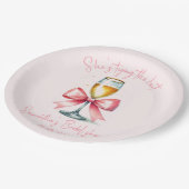 Coquette Pink Bow Vrijgezellenfeest Papieren Bordje (Gekanteld)