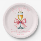 Coquette Pink Bow Vrijgezellenfeest Papieren Bordje (Voorkant)