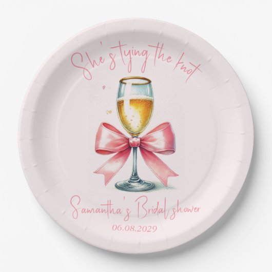 Coquette Pink Bow Vrijgezellenfeest Papieren Bordje (Voorkant)