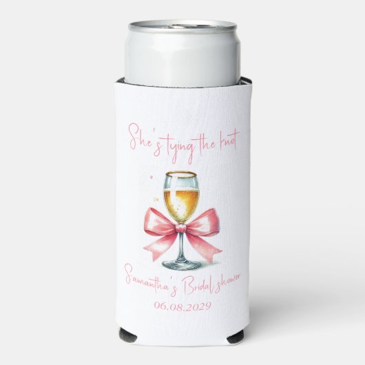 Coquette Pink Bow Vrijgezellenfeest Seltzer Blikjeskoeler (Seltzer Voorkant)