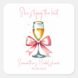 Coquette Pink Bow Vrijgezellenfeest Vierkante Sticker