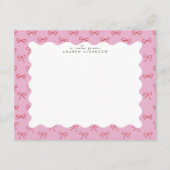 Coquette Pink Bow Wavy Border  Note card Kaart (Voorkant)