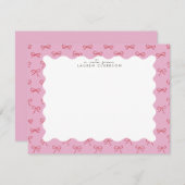 Coquette Pink Bow Wavy Border  Note card Kaart (Voorkant / Achterkant)