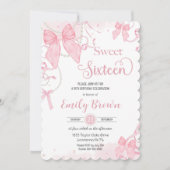 Coquette Pink Bows Parels Sweet Sixteen Birthday Kaart (Voorkant)