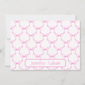 Coquette Pink Bows Striped Elegant Personalized Notitiekaartje (Voorkant)